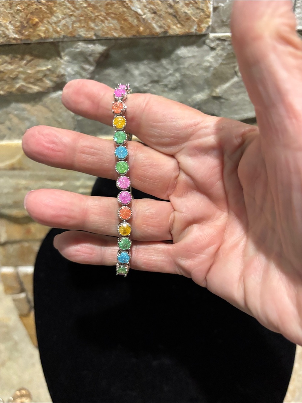Multicolor Crystal Flower & LV Skittle Charm Bracelet Set - Picture 5 of 6